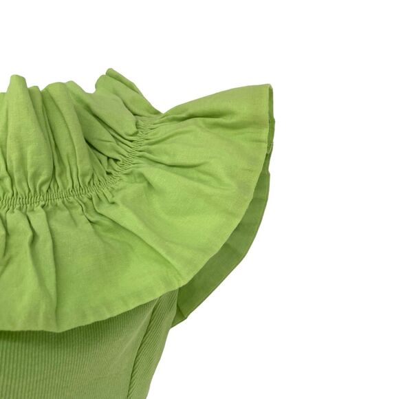 ZARA Green Ruffle Summer Statement Top‎ Size Small L Halter Beautiful - Picture 4 of 9